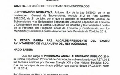 Difusión Programas Subvencionados Diputación 2014