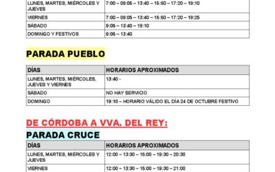 Horarios actualizados de autubuses a Córdoba y Peñarroya-Pueblonuevo